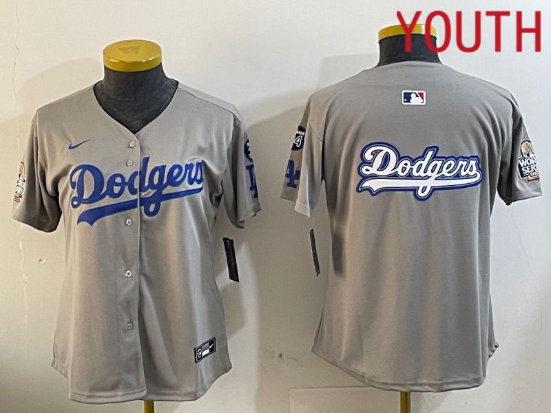 Youth Los Angeles Dodgers Blank Grey Game 2024 Nike MLB Jersey style 12055